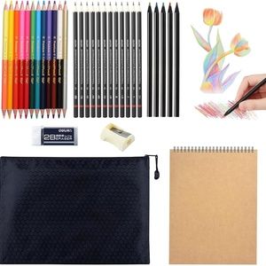 33 PCS Drawing Pencil Set-Graphite Colored & Rainbow Sketchbook Sharpener Eraser